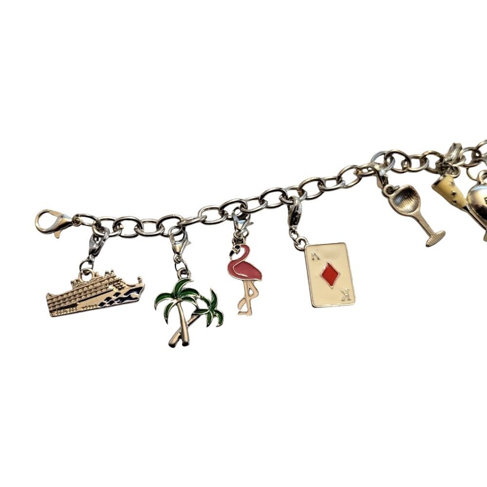 EFFY Bracelet and 12 Charms Princess Cruise Collectable Beach Caribbean Fun 8.5" - Picture 3 of 5